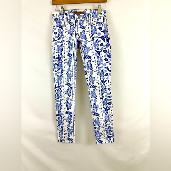 Rebecca Minkoff Designer Low Rise Jane Skinny Jeans Blue & White Birds S… - Picture 3 of 10